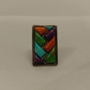 DTR Sterling Multi Color Gemstone Ring S 9.25